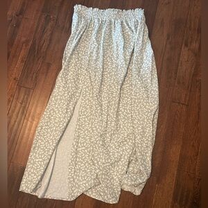 Light Green Floral Smocked Waist Maxi Skirt